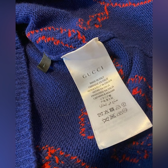 Gucci Ghost GG Drip Navy Wool Knit Sweater - Picture 7 of 8